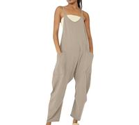 Linen Dungarees for Women UK Dungarees for Women UK Wide Leg Jumpsuit with Pocket Loose Fit Playsuits Summer Romper Overalls Casual Loose Baggy Pocket Prime Deals of The Day Prime Sale