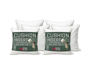 Linen Empire Cushion Inserts 24" x 24" Pack of 6 Cushion Inner Pads (60 x 60 cm) - White Square Bounce Back Decorative Scatter Cushion Stuffers - Sofa Bed Couch Pillows