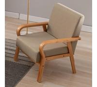 Linen Fabric Armchair, Modern Accent Chair with Wood Legs for Living Room and Balcony