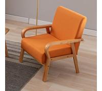 Linen Fabric Armchair, Modern Accent Chair with Wood Legs for Living Room and Balcony