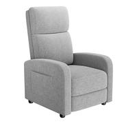 Linen Fabric Manual Recliner Chair, with Side Pocket, High Backrest, Thick Cushion, Adjustable Push Back Recliner ,Comfortable Lounge Chair for Living Room, Home Theater, Bedroom