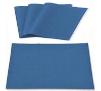 Linen Fabric Placemats Set of 4, Machine Washable, Heat Resistant, Wrinkle Free, Thick Polyester Kitchen Place Mats for Dining Table (Navy Blue)