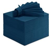Linen-Feel Colored Paper Napkins - Decortive Cloth-Like BLUE Luncheon Napkins - Soft And Absorbent. For Kitchen, Party, Wedding, Dinner Or Any Occasion. (Pack of 50)