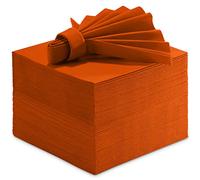 Linen-Feel Colored Paper Napkins - Decortive Cloth-Like ORANGE Luncheon Napkins - Soft And Absorbent. For Kitchen, Party, Wedding, Dinner Or Any Occasion. (Pack of 50)