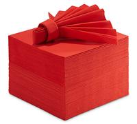 Linen-Feel Colored Paper Napkins - Decortive Cloth-Like RED Luncheon Napkins - Soft And Absorbent. For Kitchen, Party, Wedding, Dinner Or Any Occasion. (Pack of 50)