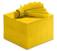 Linen-Feel Colored Paper Napkins - Decortive Cloth-Like YELLOW Luncheon Napkins - Soft And Absorbent. For Kitchen, Party, Wedding, Dinner Or Any Occasion. (Pack of 50)
