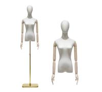 Linen Female Torso Display Mannequin, Dress Mannequin with Head and Arms