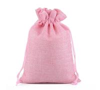linen gift bag,easter jute gift bags 2-10Pcs Jute Drawstring Natural Burlap Bag Gift Bags Multi Size Jewelry Packaging Wedding Diy Customizable Logo(Pink,5Pcs 13x18CM)