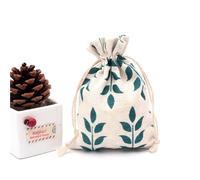 linen gift bag,easter jute gift bags 50Pc 10x14cm Linen Printed Cotton Burlap Bag Gift Bags Party Wedding Favors Drawstring Candy Nuts Jewelry Packaging Baby Shower(Blue leaves)