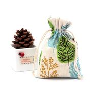 linen gift bag,easter jute gift bags 50Pc 10x14cm Linen Printed Cotton Burlap Bag Gift Bags Party Wedding Favors Drawstring Candy Nuts Jewelry Packaging Baby Shower(Blue green tree)