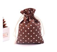 linen gift bag,easter jute gift bags 50Pc 10x14cm Linen Printed Cotton Burlap Bag Gift Bags Party Wedding Favors Drawstring Candy Nuts Jewelry Packaging Baby Shower(Coffee dots)
