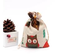 linen gift bag,easter jute gift bags 50Pc 10x14cm Linen Printed Cotton Burlap Bag Gift Bags Party Wedding Favors Drawstring Candy Nuts Jewelry Packaging Baby Shower(Owl)