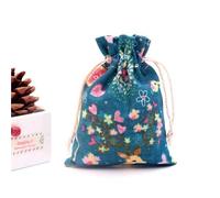 linen gift bag,easter jute gift bags 50Pc 10x14cm Linen Printed Cotton Burlap Bag Gift Bags Party Wedding Favors Drawstring Candy Nuts Jewelry Packaging Baby Shower(Peacock blue deer)