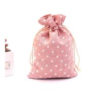 linen gift bag,easter jute gift bags 50Pc 10x14cm Linen Printed Cotton Burlap Bag Gift Bags Party Wedding Favors Drawstring Candy Nuts Jewelry Packaging Baby Shower(Pink dots)