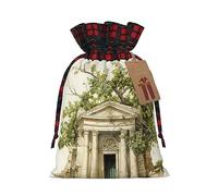 Linen gift bag with Roman olive branch and Greek Christmas motif, gift bags in various sizes for giving and decorating