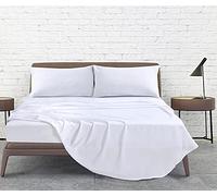 Linen Home King Bed Sheet Set - 4Pcs Easy Care Brushed Microfiber Sheet Set King Size Super Soft Wrinkle Free Bedding Set- Flat, Fitted Sheets & Pillowcases (King, White)