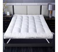 Linen Home Mattress Topper Super King Size Bed - Super Soft Comfortable Durable Bed Topper 10CM Thinck with Easy Fit Elasticated Straps - Hypoallergenic and Easy Care Machine Washable (Super King)