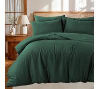 Linen Home Super King Duvet Set Bottle Green - Soft Microfibre SuperKing Bed Duvet Cover with 2 Pillowcases,Easy Care Wrinkle Free Super King Size Bedding Set of 3 Pcs(Super King, Bottle Green)