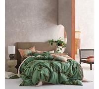 Linen House Livia Single Duvet Cover Set, Cotton, Green