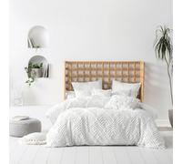 Linen House Palm Springs Ogee Tufted 100% Cotton Duvet Cover Set, Super King, White