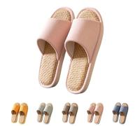 Linen Indoor Slippers Japanese House Slippers Couple Silent Slipper Open Toe Non-Slip Slipper Comfortable And Breathable Home Shoes Memory Foam Indoor Shoes Unisex Casual Sliders For Women Men