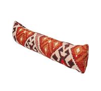 Linen Kilim Draught Excluder in Terracotta Red and Earthy Brown. Classic Simple Ikat Diamond Design. Energy Saving Home Accessory. 90x20cm