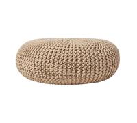 (Linen) Knitted Cotton Large Round Pouffe Footstool 70 x 23 cm