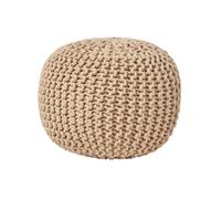 (Linen) Knitted Cotton Pouffe Footstool Round 35 x 40 cm