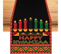Linen Kwanzaa Table Runner Kwanzaa Tablecloth African American Heritage Festival Decor Kwanzaa Decorations and Supplies for Home Kitchen Table-13×72''