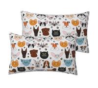 Linen-Like Decorative Throw Pillow Covers 50x30cm, 2-Pack Reversible Cat Dog Bulldog Beagle Print Rectangle Lumbar Cushion Cases for Sofa Bedroom Chair, Outdoor Pillowcases for Couch Home Office Decor