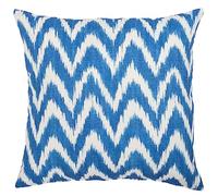 Linen Loft Amalfi Chevron Extra-Large Cushion Cover. Marine Blue and White Mediterranean Inspired Geometric Zig-Zag Design. 23x23 XL Square Cover Only.