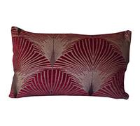 Linen Loft Art Deco XL Rectangular Cushion Cover. Vintage Fan Design Gold and Red. Velvet Chenille. 23x15 (58x38cm) Double Sided. Pillow Case. 20s and 30s Style.