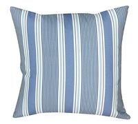 Linen Loft Coastal Stripe Extra-Large Cushion Cover in Navy Blue. Classic Nautical Striped Pattern in Marine Ocean Blue and Seafoam White. 23x23 XL Square Cushion Cover Only
