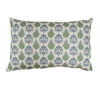Linen Loft Cotswold Countryside Motif XL Rectangular Cushion Cover. Cottagecore Green and Blue Floral & Leaf Geometric Botanical Design. 23x15 Cushion Cover Only