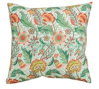 Linen Loft Country Briar Print Cushion Cover. Peach, Pink and Natural Beige Country Cottage Trailing Floral Design. 17x17 Square Cover Only