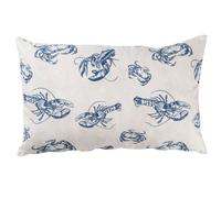 Linen Loft Crab and Lobster Nautical XL Rectangular Cushion Cover. Marine Blue and White Sea Creatures Design for Beach Huts. 23x15 XL Cushion Cover