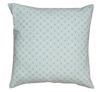 Linen Loft Extra Large Geometric Ikat Cushion Cover in Duck Egg Blue. Double Sided. 23" Square. Modern Printed Diamond Pattern Blue and White. 100% Cotton.