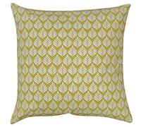 Linen Loft Extra Large Scandi Minimalist Leaf Cushion Cover. Double Sided, 23" (58cm) Square Pillow. 100% Cotton. Ochre Yellow. Scandinavian Botanical Floral