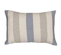 Linen Loft Harbour Stripe Boudoir Cushion Cover. Denim Blue, Soft Grey and Seafoam White Nautical Stripe Design. 17x12 Rectangle Cushion Cover Only.