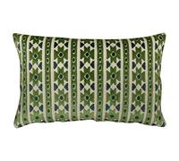 Linen Loft Kashan Geometric Cut Velvet XL Rectangular Cushion Cover. Emerald Green and Natural Beige Triangular Geometric Pattern. 23x15 XL Rectangle, Cover Only