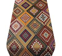 Linen Loft Kilim Weave Table Runner in Vintage Colours. Traditional Woven Turkish Design. Dinner Party Decoration. Available in two sizes. (30cm x 180cm)