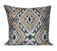 Linen Loft Luxe Ikat Extra-Large Cushion Cover in Black and Metallic Gold. Luxurious Indonesian Inspired Diamond Geometric Design. 23x23 XL Square Cushion, Cover Only.