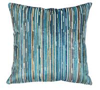 Linen Loft Luxury Velour Stripe Cushion Cover in Teal Blue. Supersoft Luxurious Velvet Chenille Geometric Abstract Striped Design. 17x17 Square Cover Only