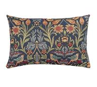 Linen Loft Manor Garden Tapestry XL Rectangular Cushion Cover. Morris Style Heavyweight Tapestry Countryside Botanical Design in Indigo Blue. 23x15 XL Rectangle Cushion Cover Only