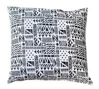 Linen Loft Monochrome Navajo Print Extra-Large Cushion Cover. Block-Print Patchwork Abstract Design in Black and White. 23x23 Sqaure Cover Only.