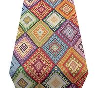 Linen Loft Multicoloured Turkish Kilim Table Runner. Geometric Tapestry Decoration. 2 Sizes (30cm x 230cm)