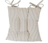 Linen Loft Nautical Cotton Ticking Stripe Quilted Fibre Seat Pad in Navy Blue. Luxury Dining Chair Pad with Ties. Deep-Filled & Supersoft. 16x16 x 3"