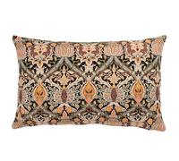 Linen Loft Pomegranate Damask Tapestry XL Rectangular Cushion Cover. Heritage Style Flowers and Vines in Terracotta Red, Earthy Browns and Nature-inspired Green. 23x15 XL Cover Only