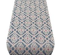 Linen Loft Santorini Table Runner in Blue and Pink. Shabby Chic Dots & Diamonds Dinner Party Kitchen Accessory. Available in Two Sizes. (30cm x 230cm)