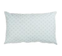 Linen Loft Scandi Geometric Ikat XL Rectangular Cushion Cover in Duck Egg Blue. Double Sided. Modern Printed Diamond Pattern in Baby Blue & White. 23x15 Cover Only.